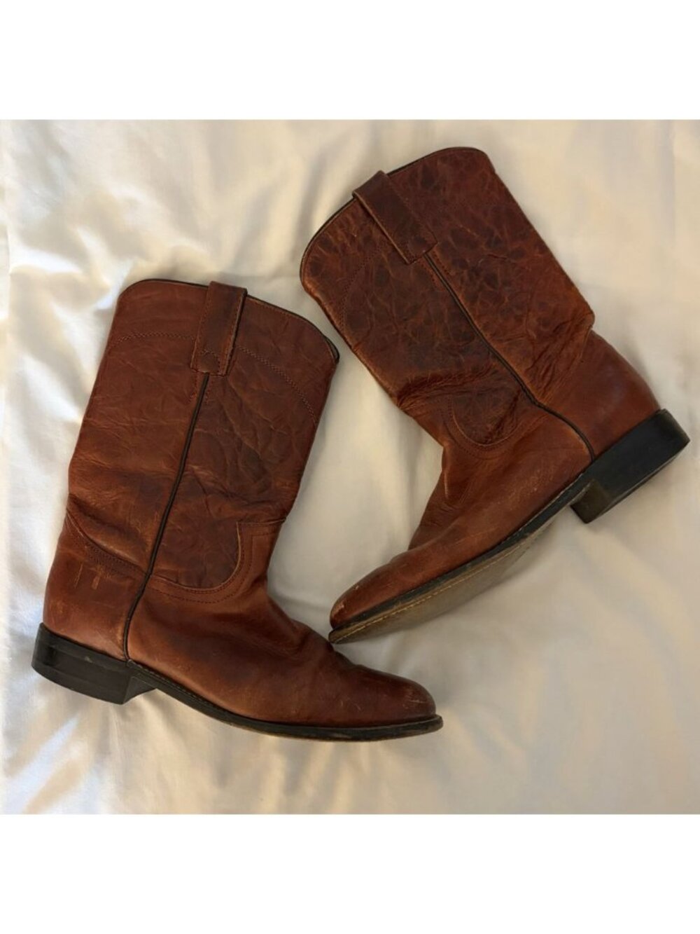 Diamond J Men’s Brown Leather Cowboy Boots Size 7B